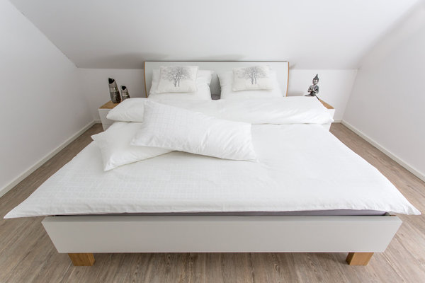 Bettwäsche-Set, weiß, Karo-Design, 100% gekämmte Baumwolle